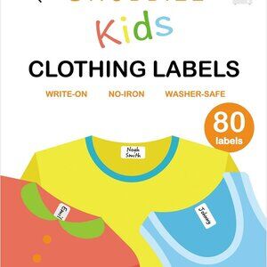 All Purpose No-Iron Kids Clothing Labels, Self-Stick Write-On Fabric Labels for